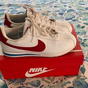 Nike Classic White and Red Cortez Shoes